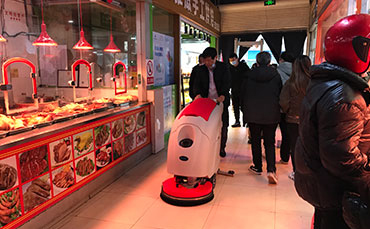 鋰電池手推式洗地機(jī)，農(nóng)貿(mào)菜市場(chǎng)專用